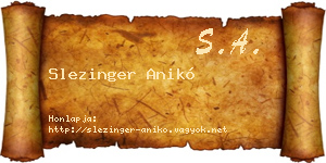 Slezinger Anikó névjegykártya